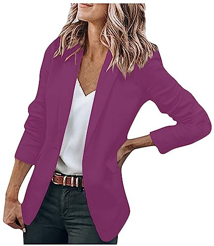 Blazer-Manches-froncées-daffaires Blazer Femme Chic Vetement Femme Veste Violet L