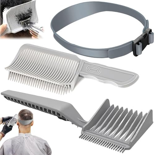 Liekadijiae 3 Pièces Peigne Fade Peigne Outil De Coiffure Professionnel, Peigne Dégradé pour Homme, Peigne De Barbier, Guide De Rasage Pour Le Décolleté pour les Coupes de Cheveux à la Maison