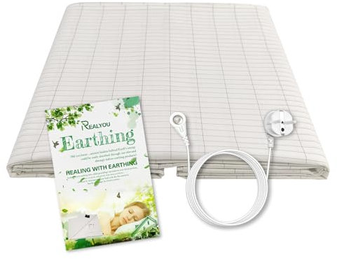 Erdungsblech mit Erdungsanschlusskabel, leitfähige Erdungsmatte für besseren Schlaf, Erdenergie- und Rückgewinnung (193×203cm)