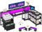 ODK Corner Desk with Drawers, 172×100 cm L Shaped Gaming Desk with LED Lights & Power Outlets, Reversible Computer Desks with Storages, Black