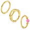 LAURITAMI 3 Stück Nasenpiercing Ring Chirurgenstahl 18G Dünn Nasenpiercing Ring Gold Set,Rosa Opal Septum Clicker Ring,10mm Helix Conch Knorpel Tragus Nasenpiercing Schmuck