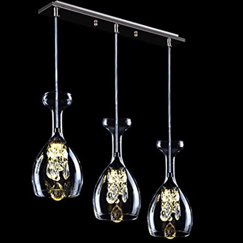 OJXIER Lampes suspendues, Lampes suspendues minimalistes Magnifiques à LED pour Bouteille de vin Vintage 110 V 220 V 1 à 6 lumières avec Abat-Jour en Acrylique (lumières A-3, Blanc Chaud)