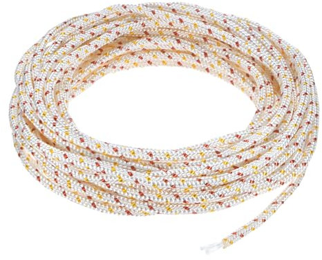 M METERXITY Corde de Démarrage de Lanceur de Recul 6mm 10m Corde de Traction en Nylon Corde de Traction pour Tondeuse/Tronçonneuse/Débroussailleuse [Blanc Rouge Jaune]