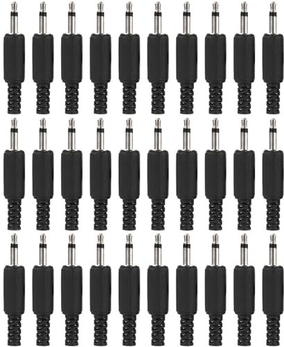 Greluma 30 Pcs Prise Jack de réparation de Remplacement TS 3,5 mm, Prise mâle Mono 2 pôles 1/8, connecteur de câble Audio de Type à souder 3,5 mm pour réparation de Bricolage