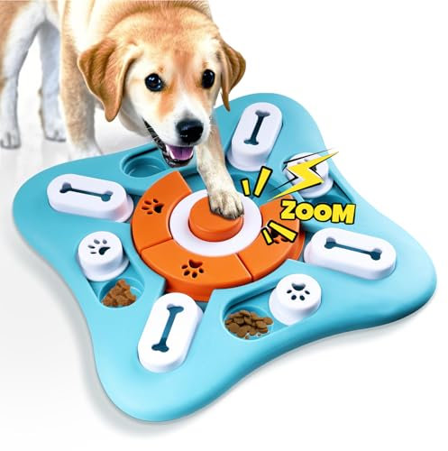 MEKEET Interactive Dog Puzzle Toys, Dog Puzzle Feeder with Squeaker, Treat Dispenser Slow Feeder Bowl for Mental Enrichment, IQ Training & Anxiety Relief (Green)