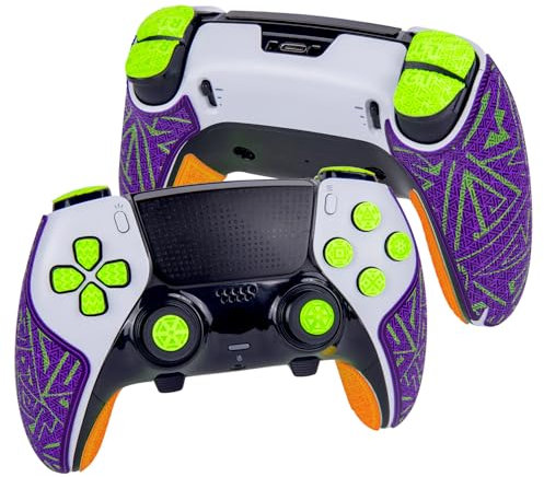 TALONGAMES Controller Grip Tapes kompatibel mit PS5 DualSense Edge Elite Version Farbig Anti-Rutsch-Tape kompatibel mit Playstation 5 Edge Griffen Multi-Textur Schweißbelüftung (Lila & Grün & Orange)