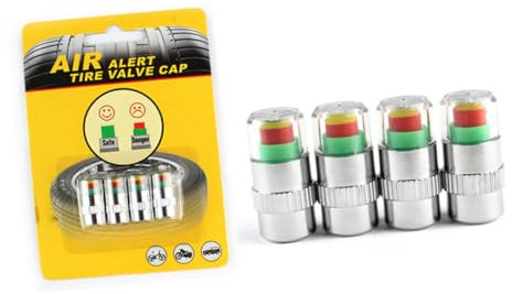 TOPPERFUN 4stücke Teiliges Reifendruck-Sensor-ventilkappen- Kabelloser Auto-reifendruckmonitor Mit Farb- -anzeige Kompatibel Mit Auto Motorrad Fahrrad Schützt Vor Unterdruck Erhöht Und Reife