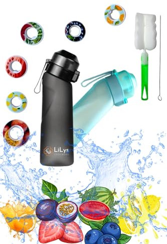 LiLys CREATIONS 2x 650ml Tritan Water Bottles – Reusable BPA-Free Leakproof Scented Bottles with 12 Scent Inserts & 4 Brushes – Gym Travel School Hydration Set – 2 Pack
