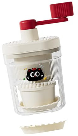KiBcsLic Ralladora de Hielo Manual para Preparar Conos de Nieve Y Granizados en Casa, Blanco Y Rojo, Individual