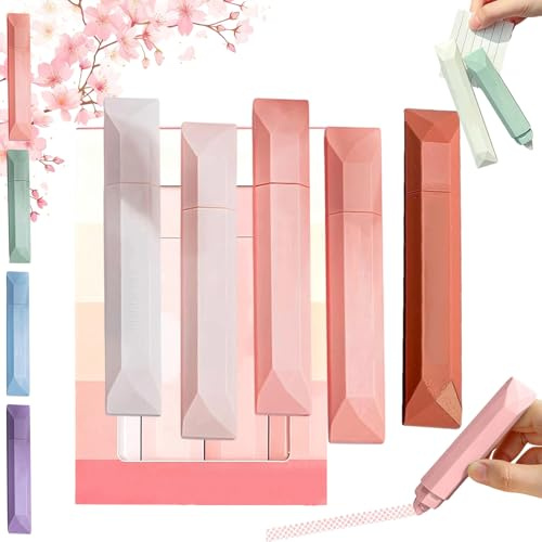 Pnedeodm Double Sided Tape Pens, 5 Pcs Double Sided Tape Roller Pens for Crafting, 2026 New Glue Tape Pen for Wrapping Paper, Scrapbooking, Gift Wrapping, Home School Cards Supplies (Gradient Pink)