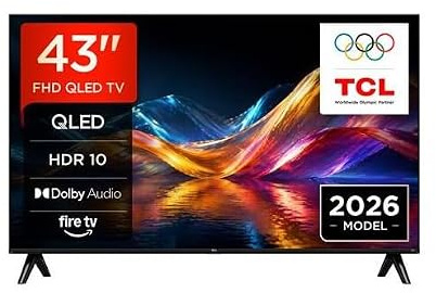 TCL 43V5D – Smart TV QLED Full HD HDR da 43 con Fire TV | Direct LED, Apple AirPlay 2, Press & Ask Alexa, Metallic Bezel-Less Design