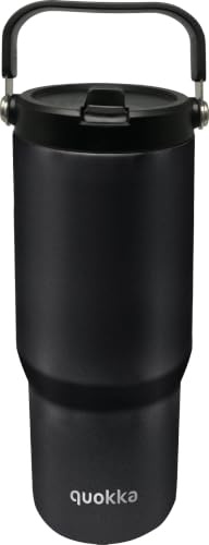 Vaso Quokka Core Black 860ml - Asa Ergonómica - Boquilla Integrada Cómoda - Doble Pared Acero Inoxidable - Térmico Reutilizable