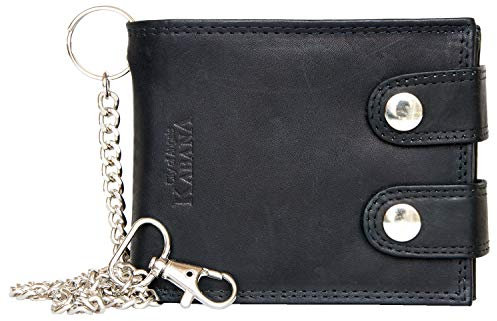 Kabana Portefeuille Homme Biker Cuir Véritable Chaîne 45cm