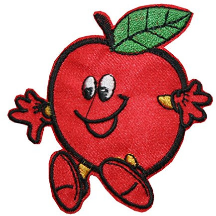 Aufnäher Bügelbild Aufbügler Apfel mit Gesicht 75x80mm (1074)