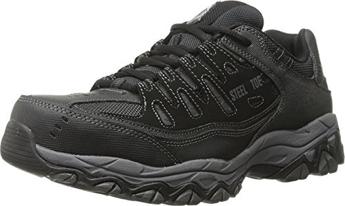 Skechers Men's Cankton Steel Toe Construction Shoe - Electrical Hazard Rated, Memory Foam, Black/Charcoal, 12 Wide
