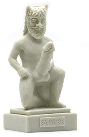 GreekArtShop Alabaster Satyr Faun Statue, Weiß, 13 cm