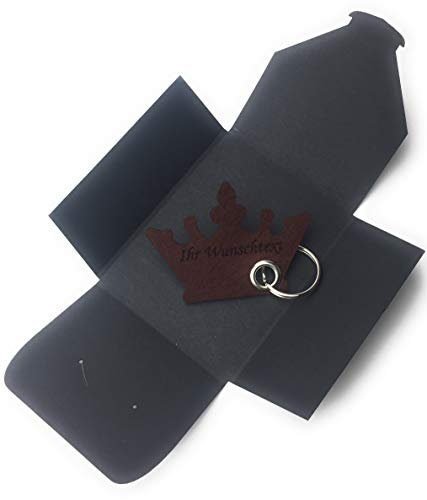 Schlüsselanhänger aus Filz - Krone/Prinzessin - dunkel-braun - mit Namensgravur - als besonderes Geschenk