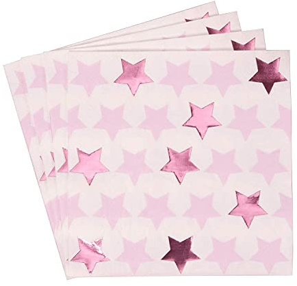 Neviti 775325 Little Star Pink Napkin-16 Pack Paper Plate, 16.5 x 16.5 x 0.1
