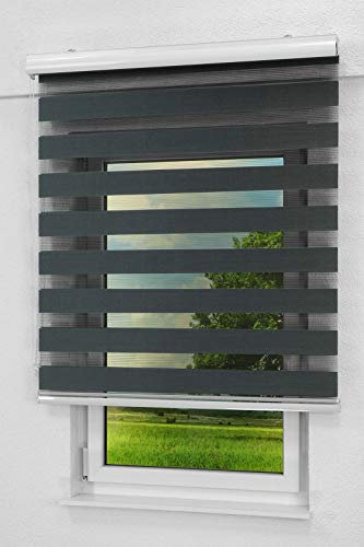 LYSEL - Qualitätsdoppelrollo Schwarzgrau, (B x H) 80cm x 175cm in schwarz/Schwarzgrau