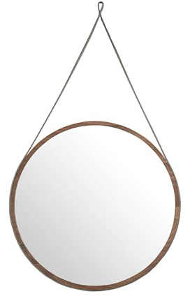 Angel Cerdá – Runder Wandspiegel mit Rahmen aus Walnussholz | Großer Moderner Spiegel für Wohnzimmer, Schlafzimmer oder Eingangsbereich | Elegante Innendekoration | Ø75 x 3 cm