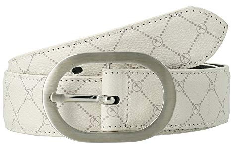 Tamaris Damen Logogürtel in Lederoptik 40 mm breit, Beige, 95 cm