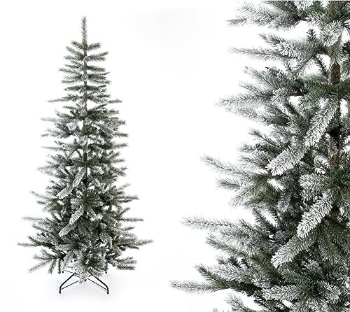 Weihnachtsbaum Cedar Kiefer Frost 210 cm – naturgetreuer Tannenbaum, künstliche Kiefer mit Ständer – Christbaum für Weihnachten – Christmas Tree