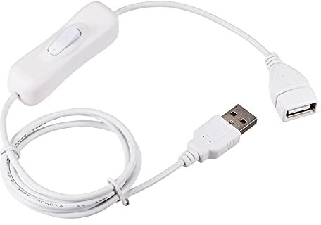 sourcing map 2Stk. USB Kabel mit Ein/Aus Schalter USB Stecker auf Buchse Verlängerungskabel 1m Weiß für LED Schreibtischlampe LED Streifen