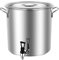 XJZHJXB Suppentopf mit Deckel Suppentopf mit Wasserhahn Rostfreier Stahl Wein Eimer 10-90L Milchkanne Schongarer (Color : Silver, Size : 25 * 25cm(10L))