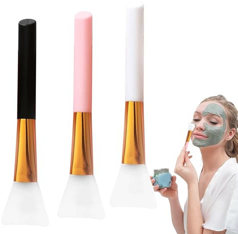 3Pcs Silicone Face Mask Brush Premium Silicone Brush Face Mask Hairless Face Mask Bush Applicator Skin Care Brush for Face Mask Eye Mask Body Lotion Applicator Tools (Pink+White+Black)