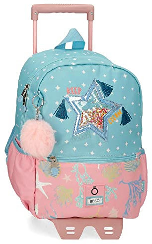 Enso Keep The Oceans Clean Vorschulrucksack, anpassbar, für Wagen, Blau, 25 x 32 x 12 cm, Polyester, 9,6 l, blau, Rucksack für die Vorschule, anpassbar an den Trolley