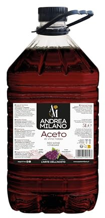 Andrea Milano, Aceto di Vino Rosso, Ideale da Abbinare a Verdure Crude, Ottimo per Marinature e Salse, Gusto Equilibrato, 6% di Acidità, Made in Italy, 5 L