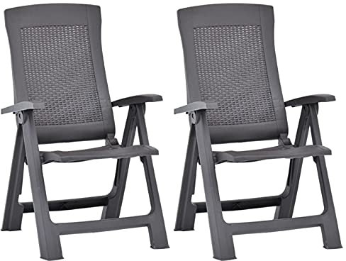 Yongdu Verstellbare Gartenstühle 2 STK Hochlehner, Campingstühle, Lehnstühle, Wetterfest Stuhl, Garden Chair, Kunststoff Moccafarben