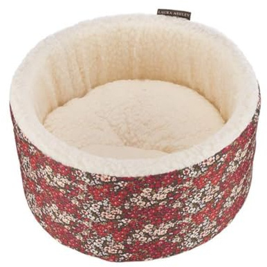Laura Ashley Libby Floral Pattern Machine Washable Sustainable Thermal Filling Cat/Kitten Cosy Bed 42 cm