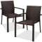 Best Choice Products Set mit 2 stapelbaren Rattan-Esszimmerstühlen, Allwetter-Feuerstelle, Sessel mit Armlehnen, Stahlrahmen für Terrasse, Deck, Garten, Hof - Braun