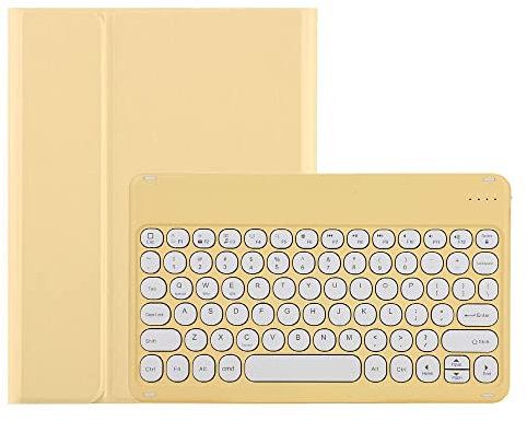 KMXDD Cute iPad 9th 8th 7th Generation Keyboard Case Round Key iPad Air 3rd Gen iPad Pro 10.5 inch Removable Bluetooth Keyboard Cover with Pencil Holder (Yellow)