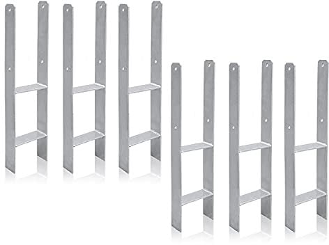 Gimisgu H-Pfostenanker 6 Stück H-anker Pfostenträger Bodenanker für Pfosten H-Pfostenschuh für Zaun und Gewächshaus Pfosten Vierkantholzpfosten(121x600mm)