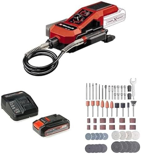 Einhell Akku-Schleif-/Gravur-Werkzeug TE-MT 18/34 Li Power X-Change (18 V, 92 cm Welle mit Gravurstift, Drehzahlregulierung, inkl. 116-tlg. Zubehör-Set, 2,5 Ah Akku und Ladegerät)