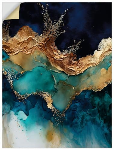 ARTland Wanddeko Wandtattoo selbstklebende Vinylfolie 60x80 cm Abstrakte Deko Modern Liquid Marmor Achat Tinte Meer U4WC