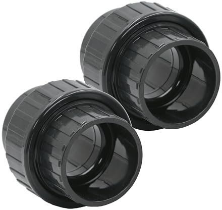 HAF® 2X PVC Fittings Verschraubung mit 2X 50mm Klebemuffen | Adapter aus grauem PVC-U für Rohranschlüsse, Poolverrohrungen und vieles mehr...Qualität: Made in Europe, Menge: 2 Stück