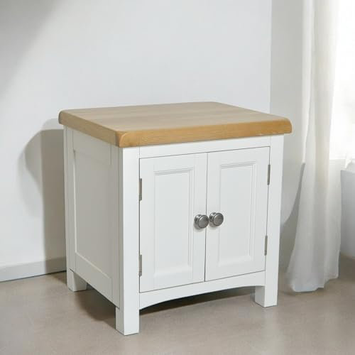 GROFurniture Snow White Small Storage Cabinet, Wooden 2 Door Storage Cupboard for Bedroom, Multipurpose Cabinet, Small Cupboard for Kitchen or Bathroom