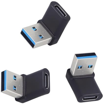 LANMINGLEL 10 Gbps USB 3.2 Adapter 90 Grad USB Stecker auf Typ C Adapter Buchse OTG Datenübertragung für Tablet Phone Laptop 3 Pack (Schwarz USB A M/C F)