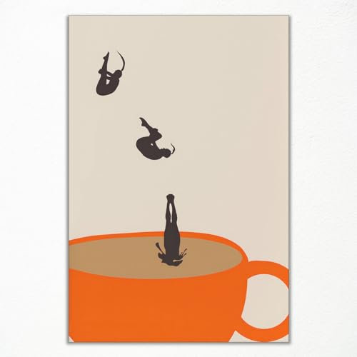 BTNXWL Vintage-Kaffeekunst, Taucher-Poster, moderne Küchendekoration, Retro-Pop-Art, lustiger Kaffeeliebhaber-Druck, 61 x 91,4 cm, ungerahmt