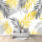 Papier Peint Mural 3D Jaune Gris Feuilles De Palmier 300x210 cm Papier Peint Panoramique Poster Tapisserie Photo, Papier Peint intissé pour Chambre Salon Personnalisé Murale Décoration