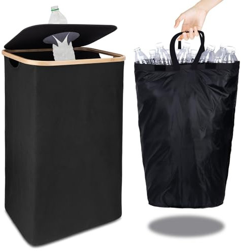 Botellas de depósito con tapa y bolsa de transporte de 100 l: recipiente reutilizable para botellas con agujero, recipiente resistente al agua, colector de botellas vacío, de cristal, cocina, espacio