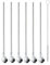 ERCENTURY Reusable Stainless Steel Long Handle Straw Spoons, 6 Pieces, with 1 Cleaning Brush (Flower)