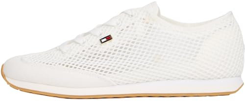 Tommy Hilfiger Runner Sneaker Mujer Low Profile con malla, Blanco (Ecru), 41