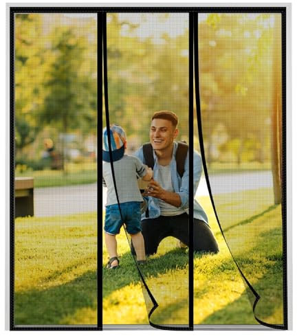 Tenda Zanzariera Magnetica 185x215cm Nero Porta Ingresso con Fibbia Fissa Zanzariere Magnetiche per Porte Balcone