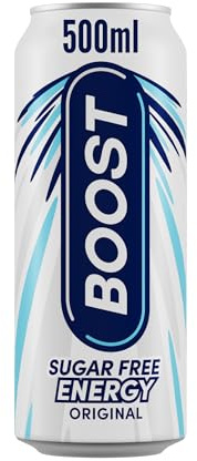 Boost Zero Sugar Original Energy Drink, 12 Pack, 500ml Cans | Sugar-free original energy drink formula delivering caffeine, taurine, and B vitamins.