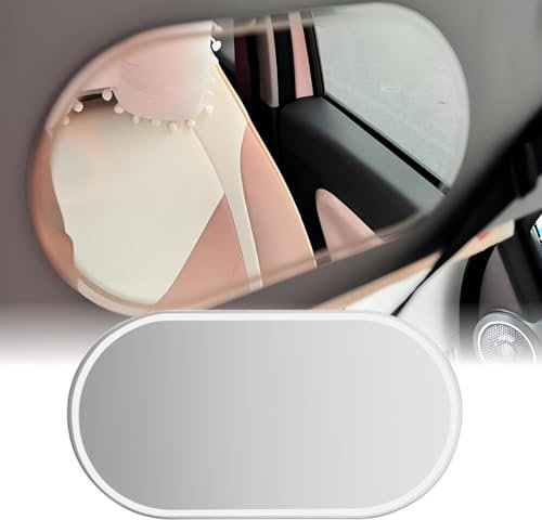 Selbstklebender Kosmetikspiegel für Auto Sonnenblende (15x8cm Ellipse) – HD Makeup Spiegel für Auto LKW SUV Innenraum, Universeller Sonnenblendenspiegel