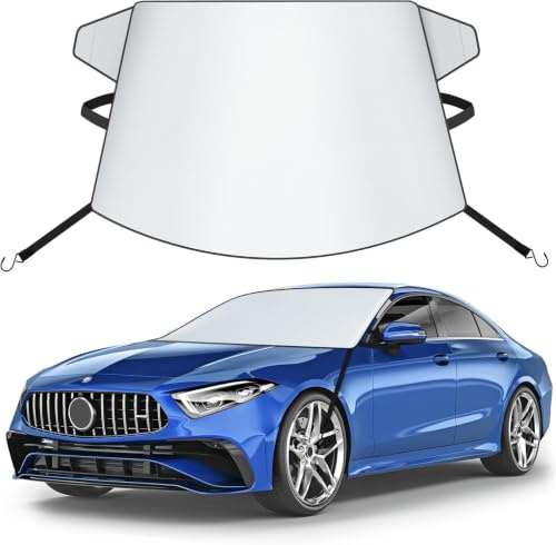 Zettum Pare Soleil Voiture 600D Imperméable UV Berline Coupé 157×127cm | Petites berlines, isolant solaire. Tissu PU résistant, fixation anti-vent, ne se décolor pas longtemps.